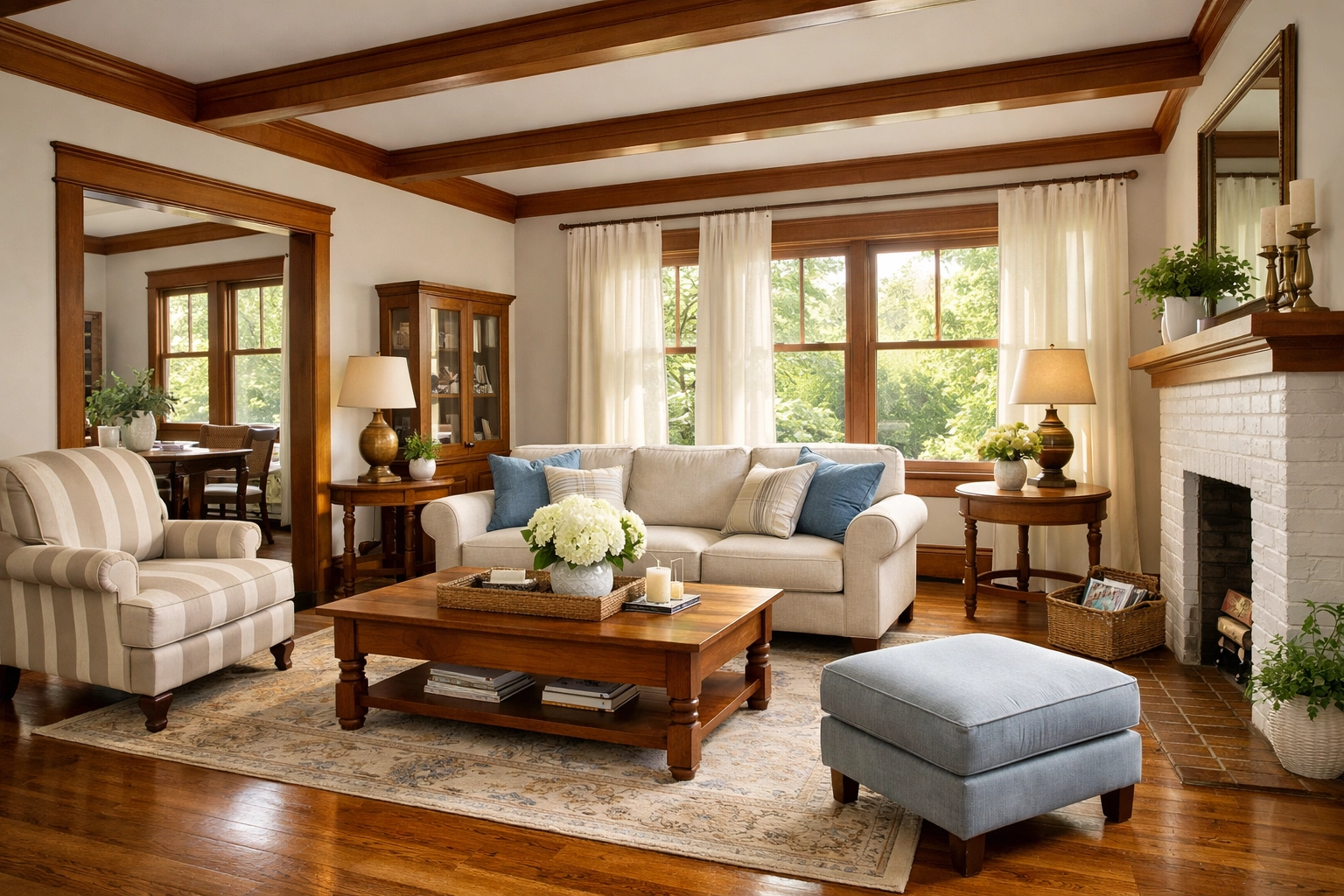 Clean, odor-free living room in Southern Louisiana after professional fire damage restoration services.