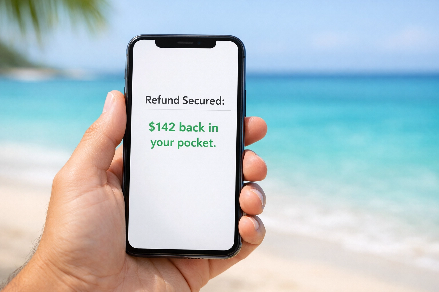 Illustration emphasizing stress-free savings and peace of mind after booking