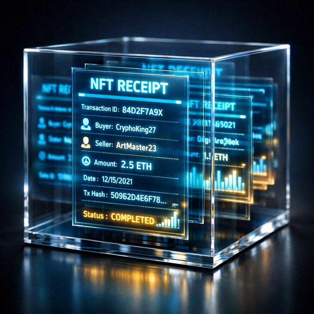 NFT receipt blockchain transaction records for crypto merchant payments and tax compliance