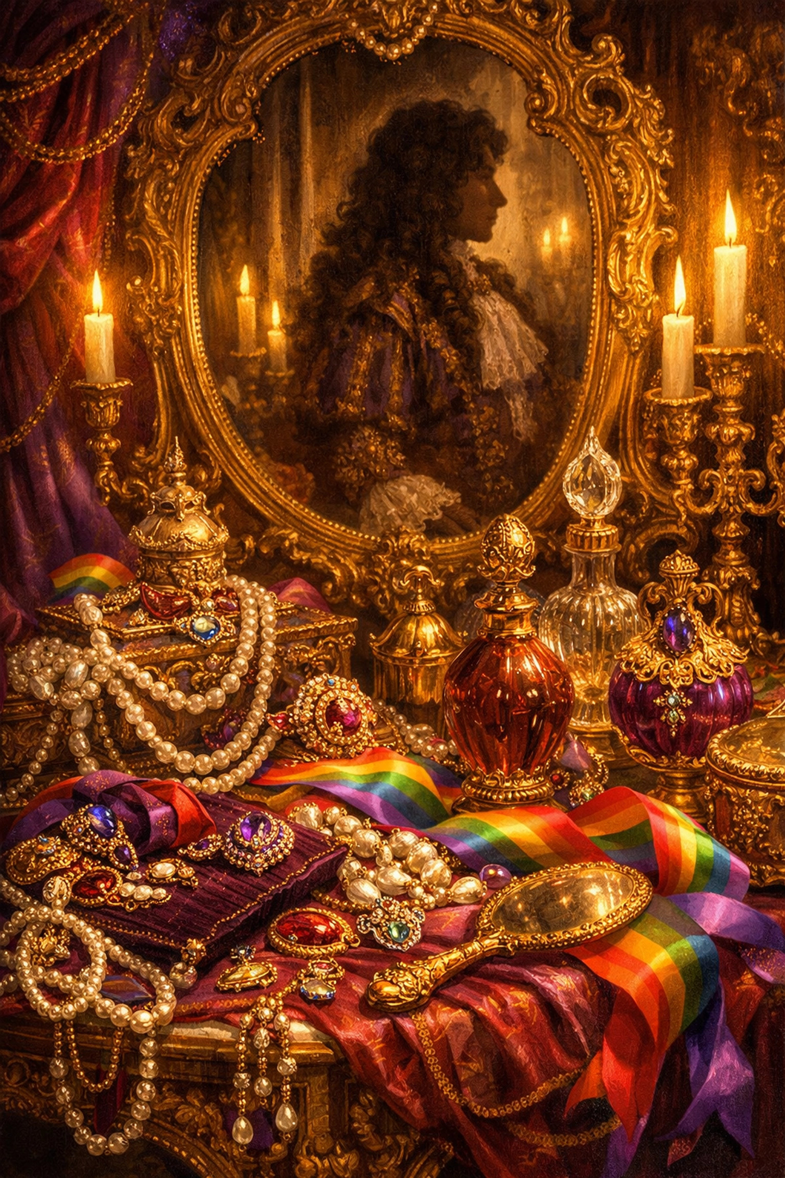 Philippe I Duke of Orléans baroque dressing table with jewels and perfume bottles at French court
