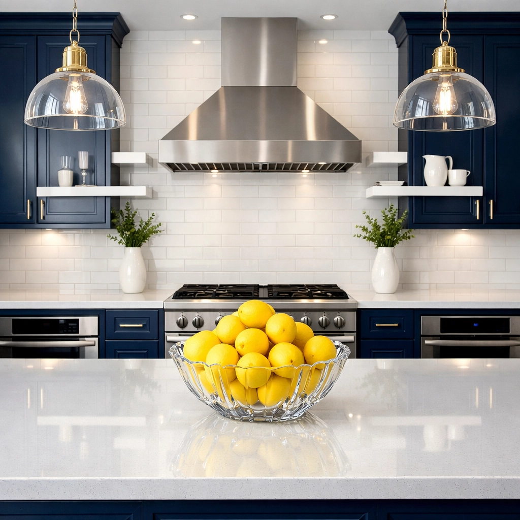Sparkling clean kitchen surfaces after professional deep cleaning Boston MA in a high-end residence.