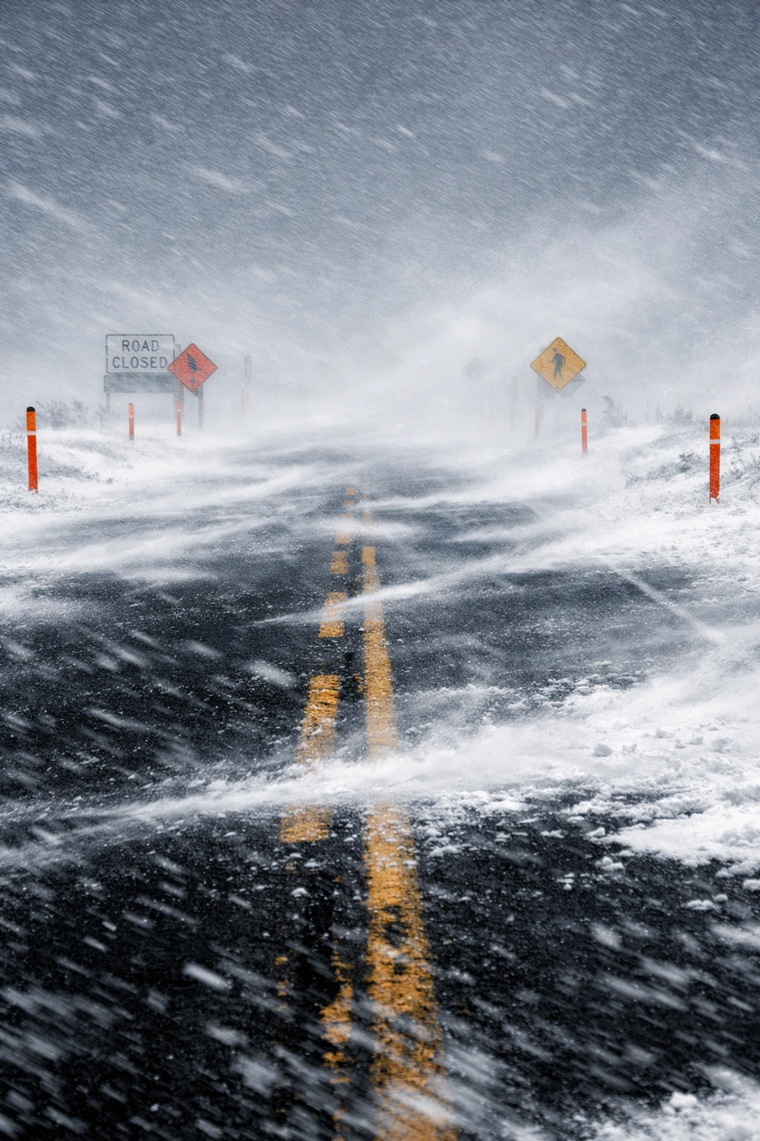 Saskatchewan highway closed during February 2026 winter storm with blizzard conditions