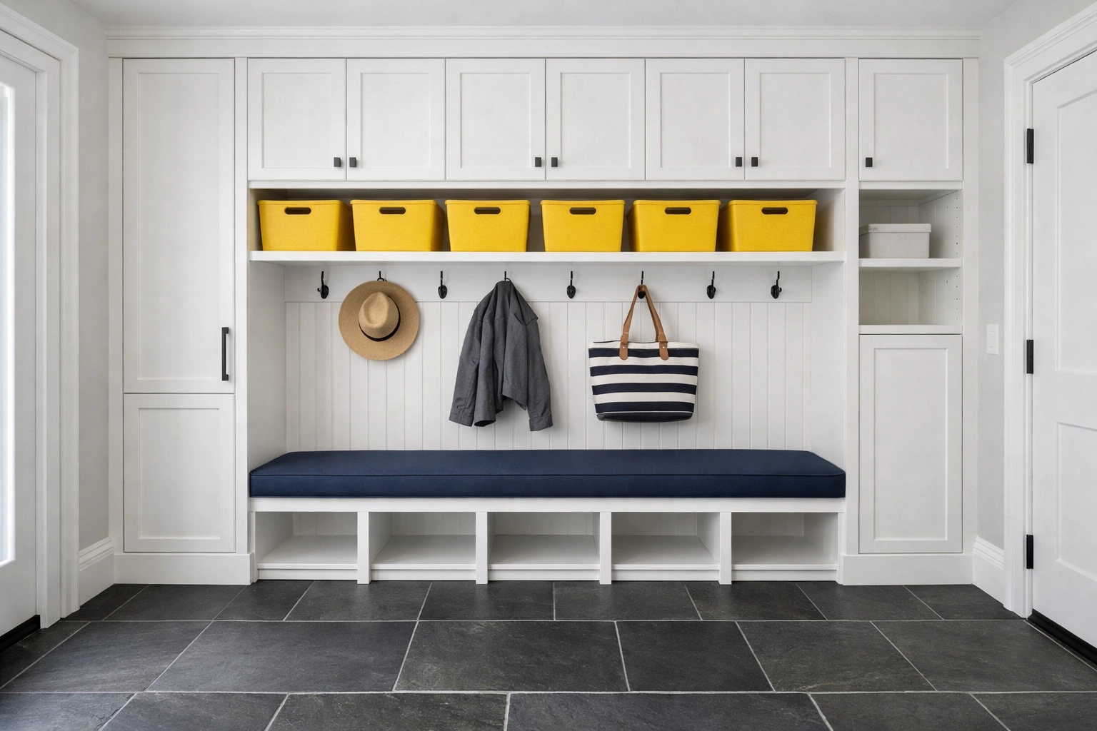Organized and decluttered mudroom ready for a thorough deep cleaning in Dunstable.