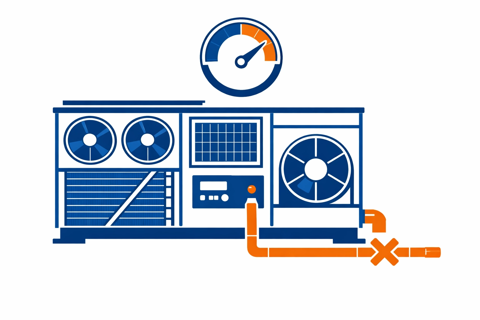 Diagram of a blocked HVAC condensate drain line and high humidity sensor alert.