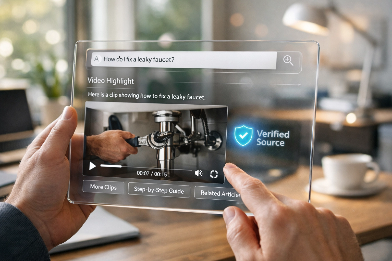 AI search engine interface pulling a specific short-form video clip as a verified citation source.