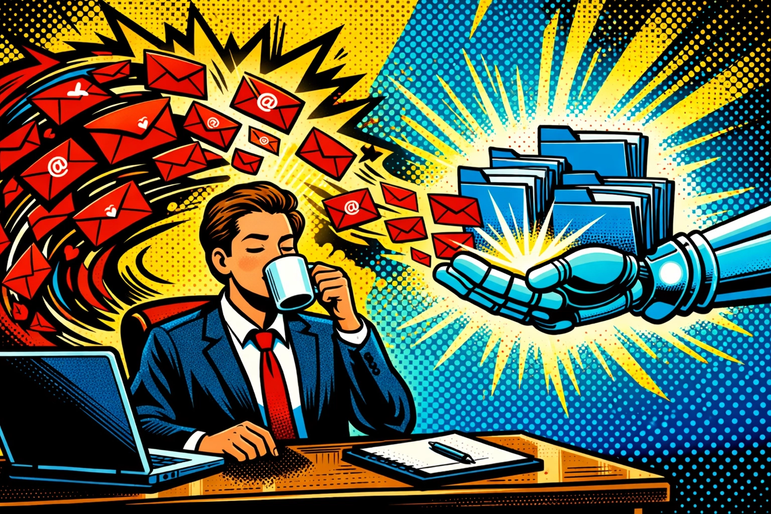 An AI virtual assistant for business organizing messy customer support emails into neat folders.