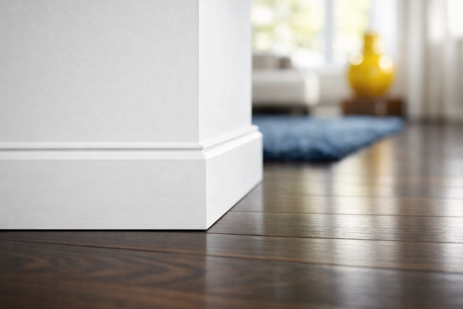 Pristine white baseboards and clean wood floors from a high-quality move-out cleaning Worcester MA.