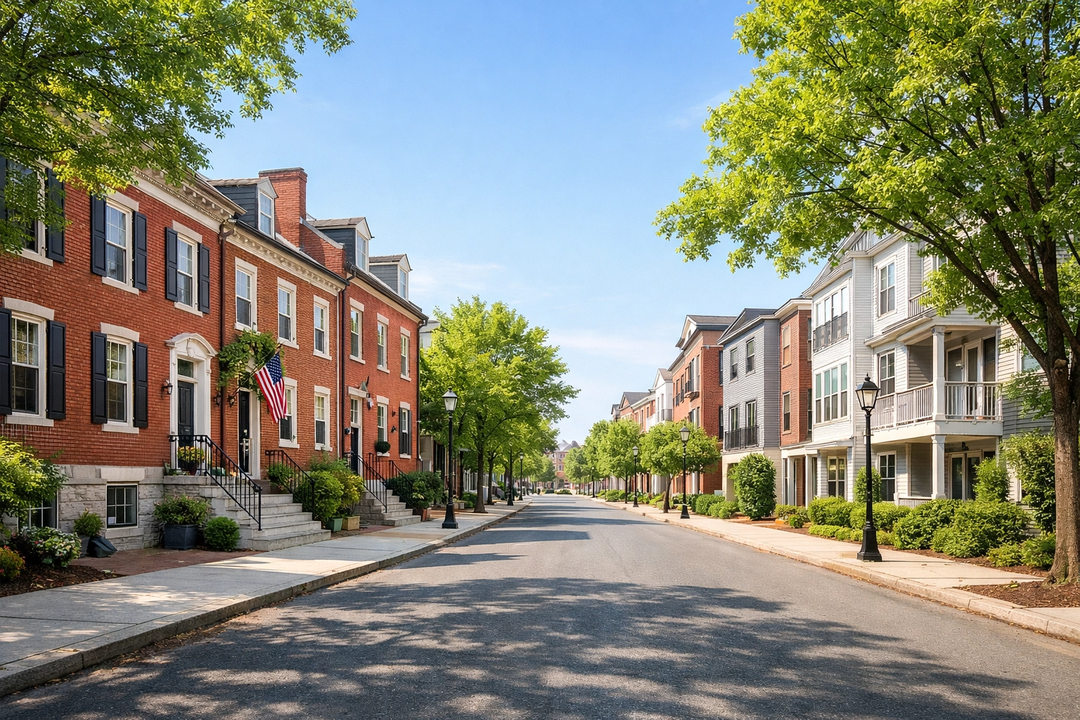 Historic Pennsylvania rowhouses illustrating the diverse real estate market from Philadelphia to Pittsburgh.