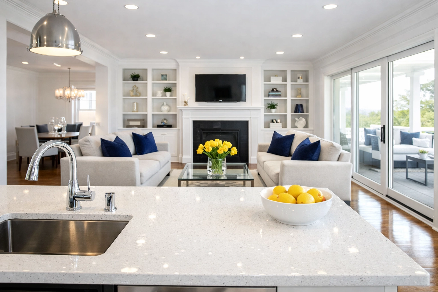 A spotless, professionally maintained luxury home interior after expert residential cleaning Massachusetts services.