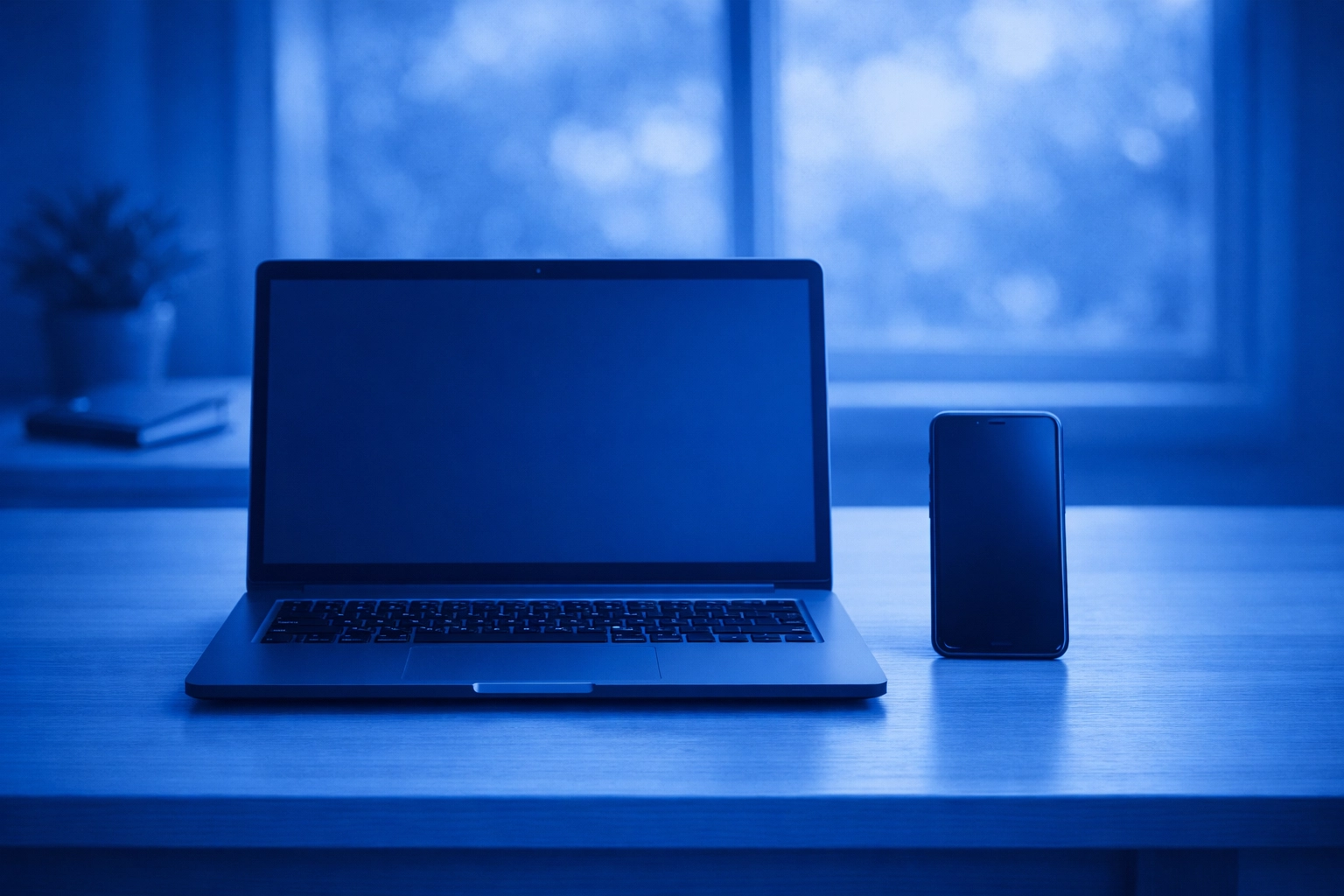 Modern home office setup showing a laptop and smartphone used for cloud-based business communications.