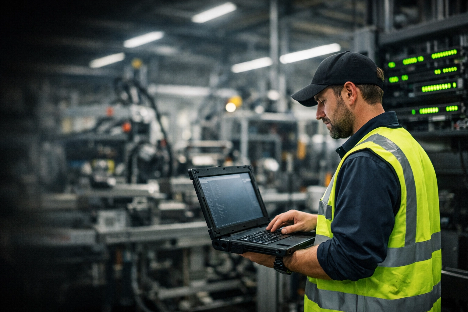 Secure IT monitoring at an Omaha manufacturing plant ensuring ransomware protection for small business operations.