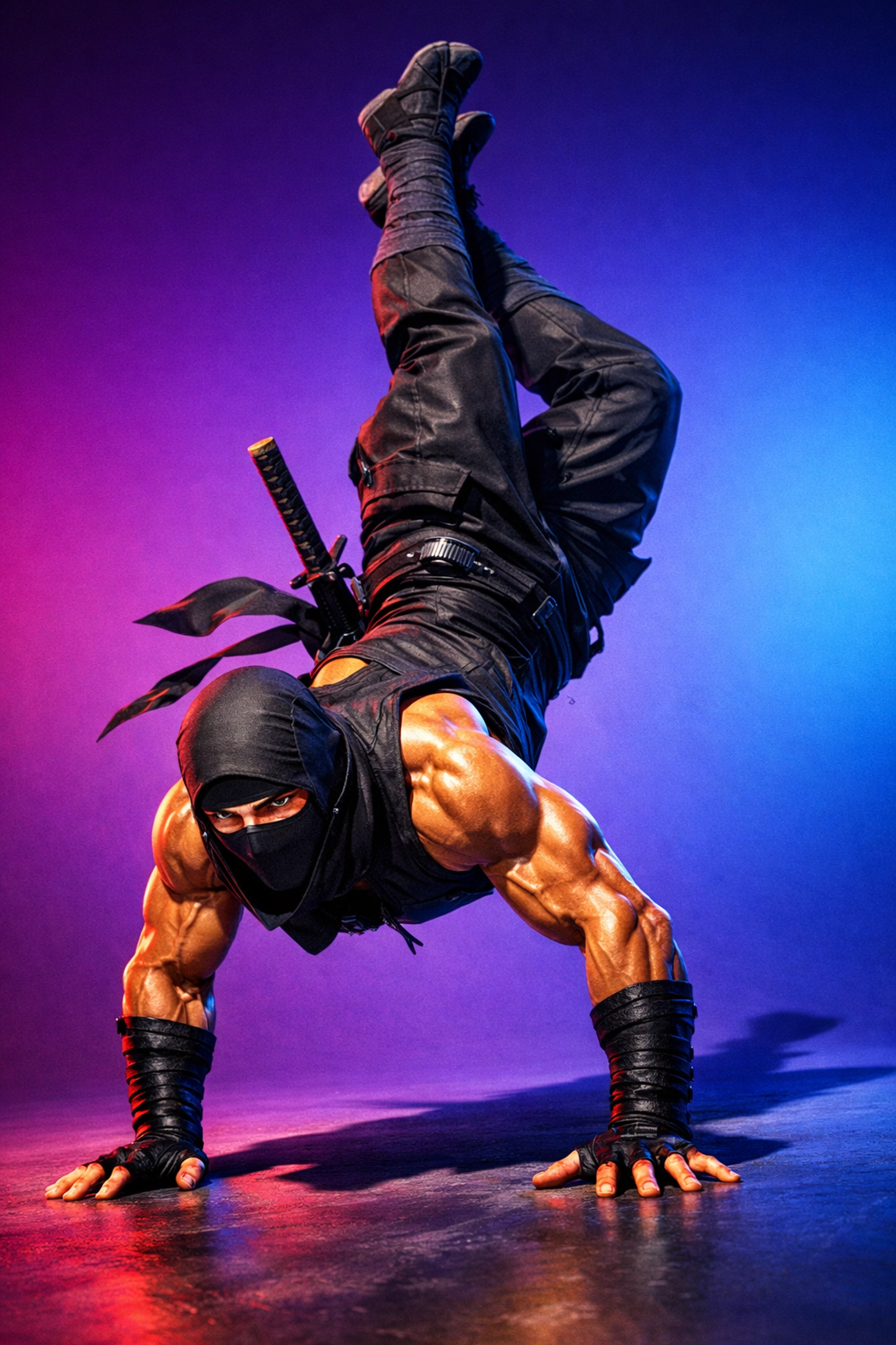 Ninja warrior athlete performing handstand push-up for full body strength training