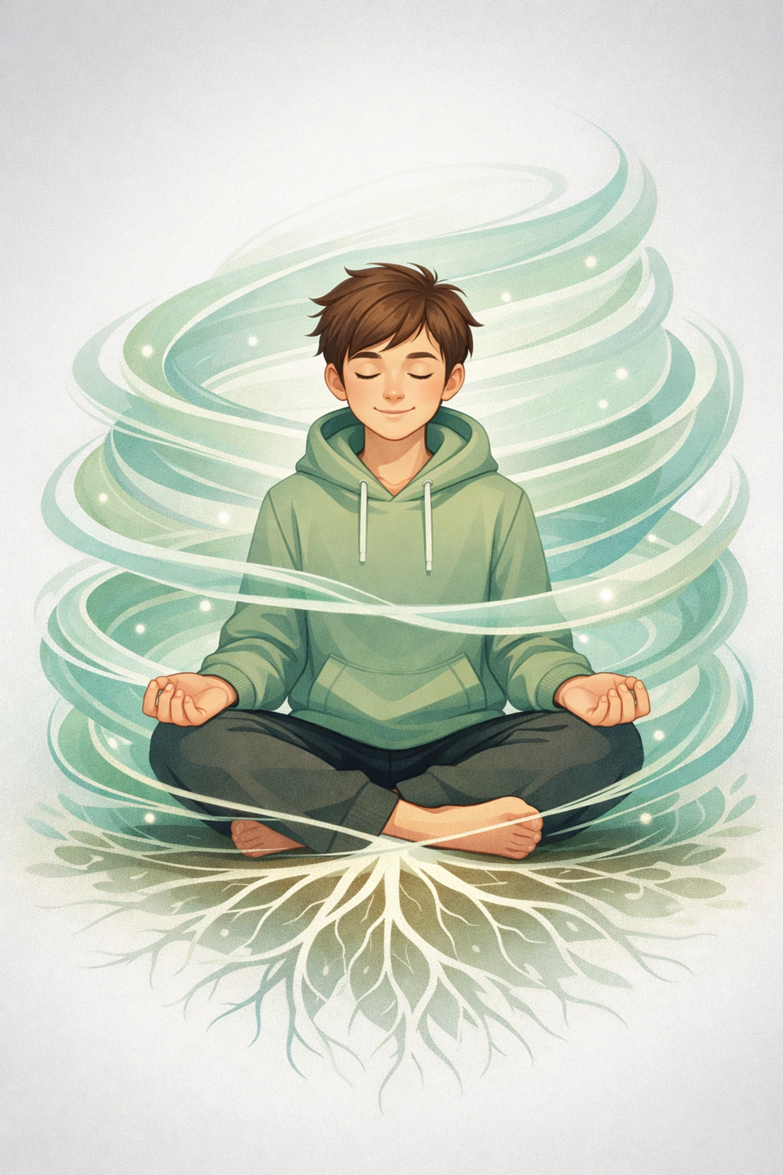 Teen experiencing calm sensory regulation and grounding in comfortable clothing