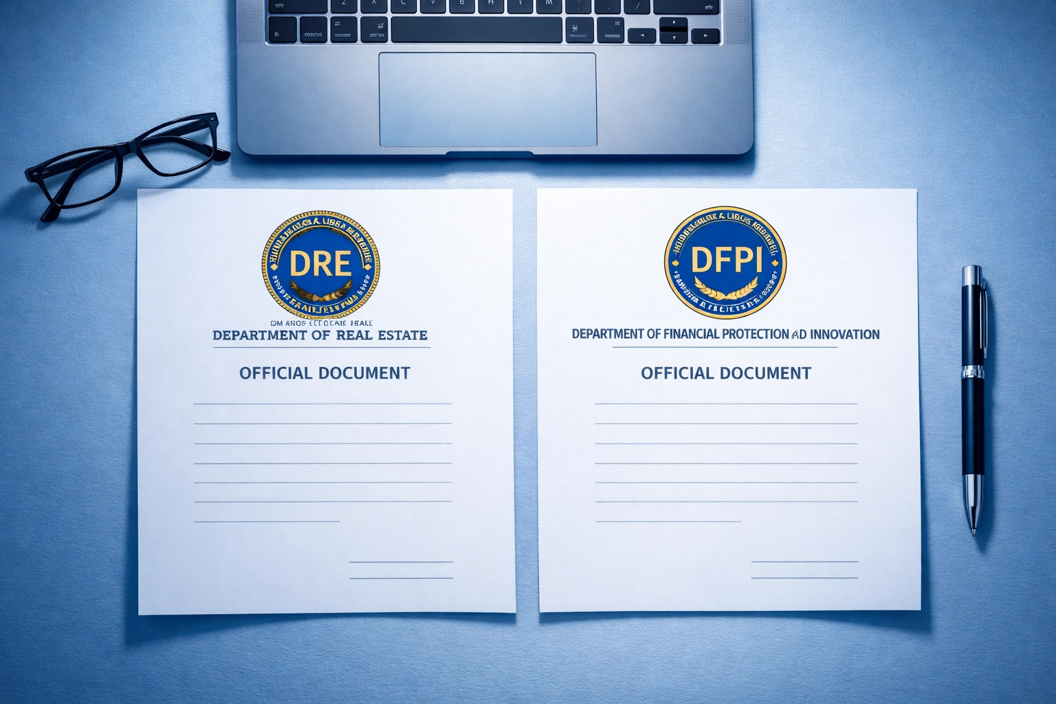 California mortgage broker licensing documents showing DRE and DFPI regulatory oversight