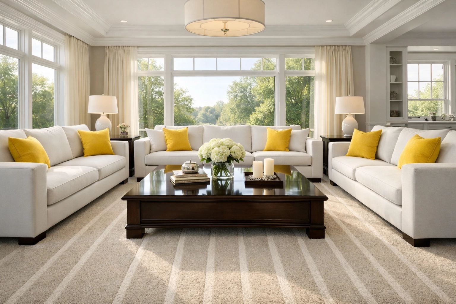A pristine, sparkling clean living room in Ayer MA after a professional residential cleaning service.