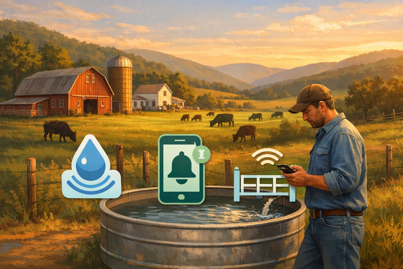 Family farm automation with smartphone water sensors and simple plug-and-play technology