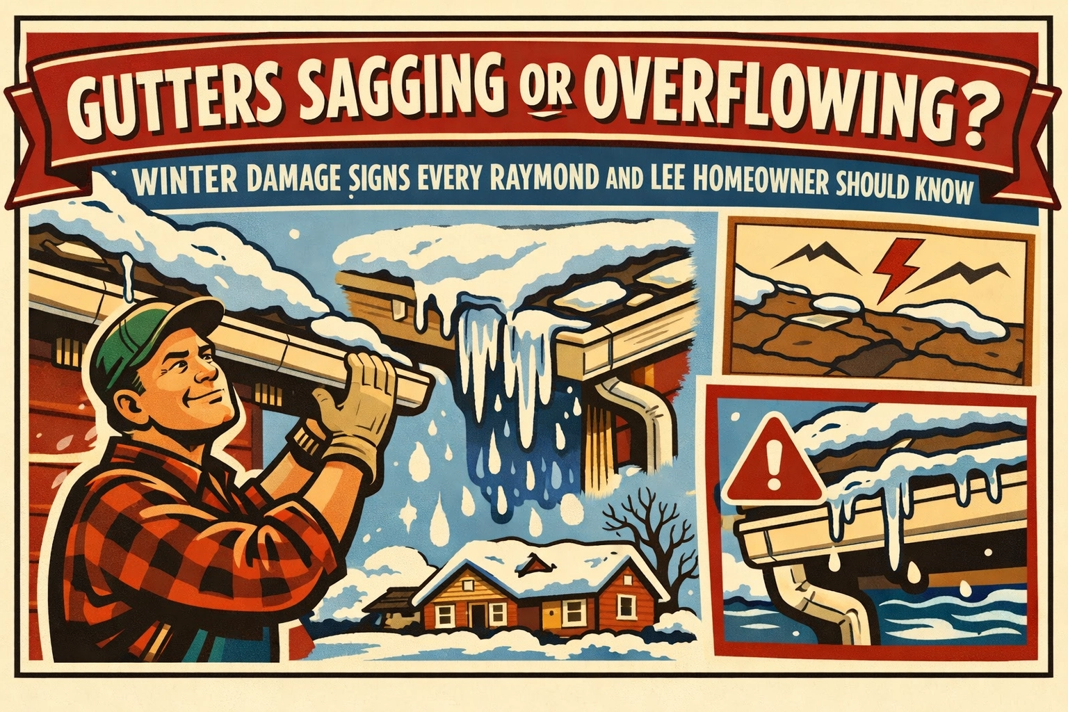 [HERO] Gutters Sagging or Overflowing? Winter Damage Signs Every Raymond and Lee Homeowner Should Know