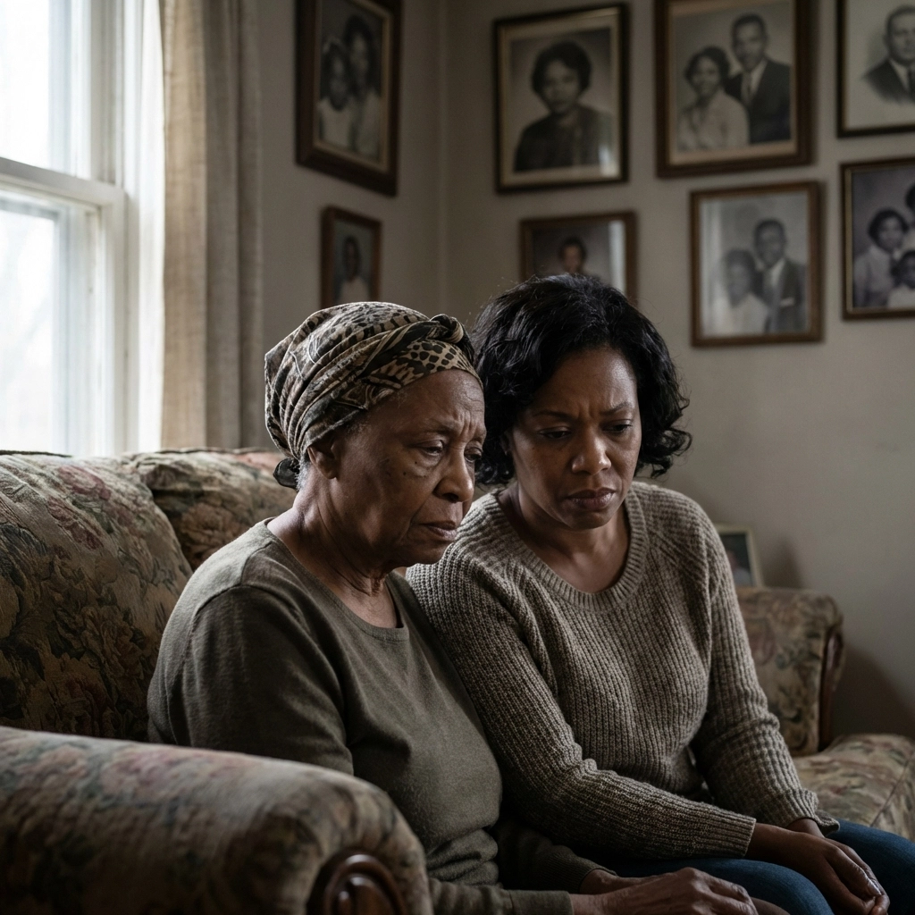 Elderly woman and adult daughter reflect generational bondage tied to familiar spirits deliverance.