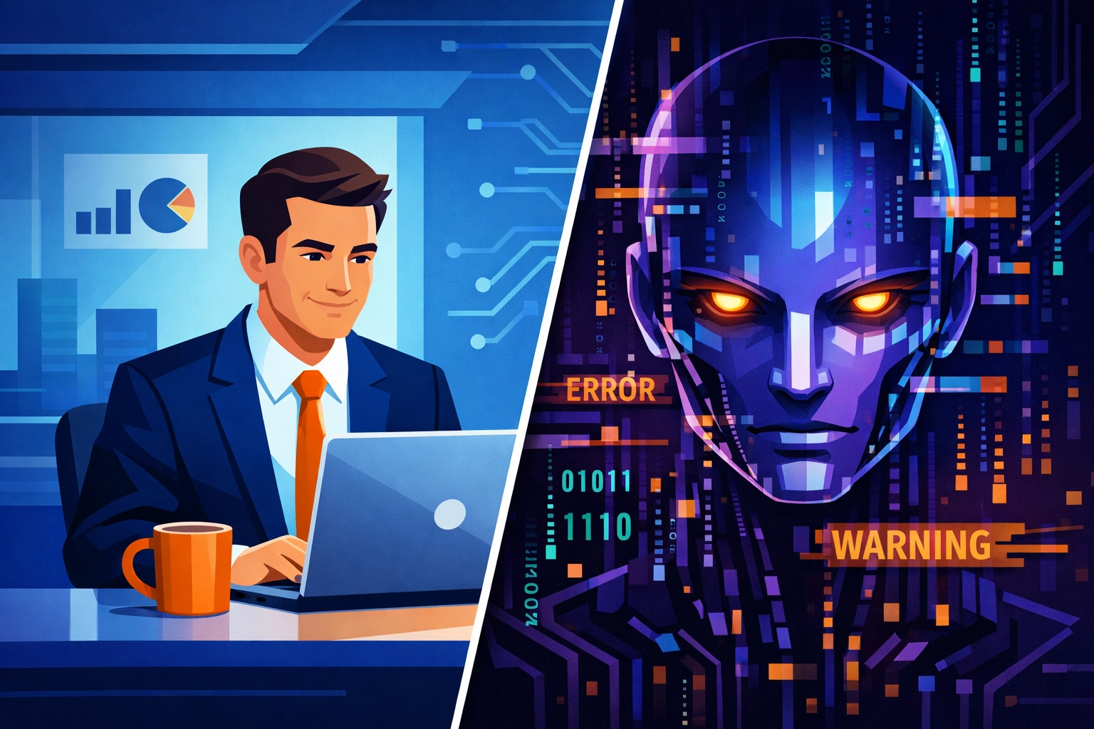 Business professional facing AI-generated deepfake hologram showing CEO fraud threat to Venice FL companies