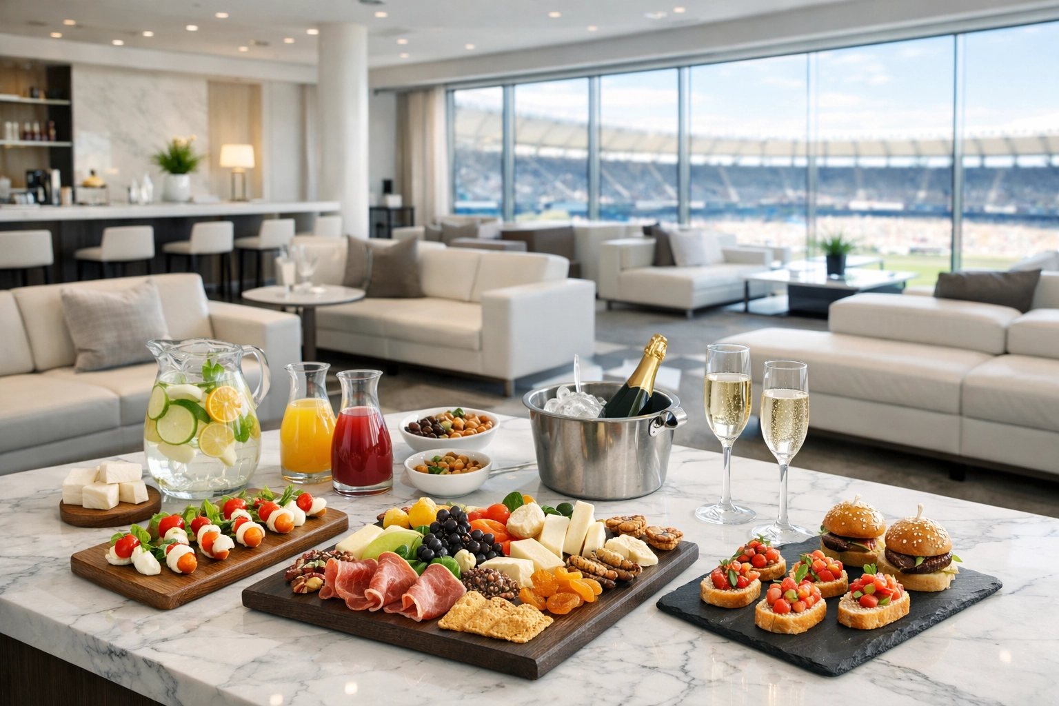Modern VIP hospitality lounge providing premium corporate engagement during the Super Bowl.
