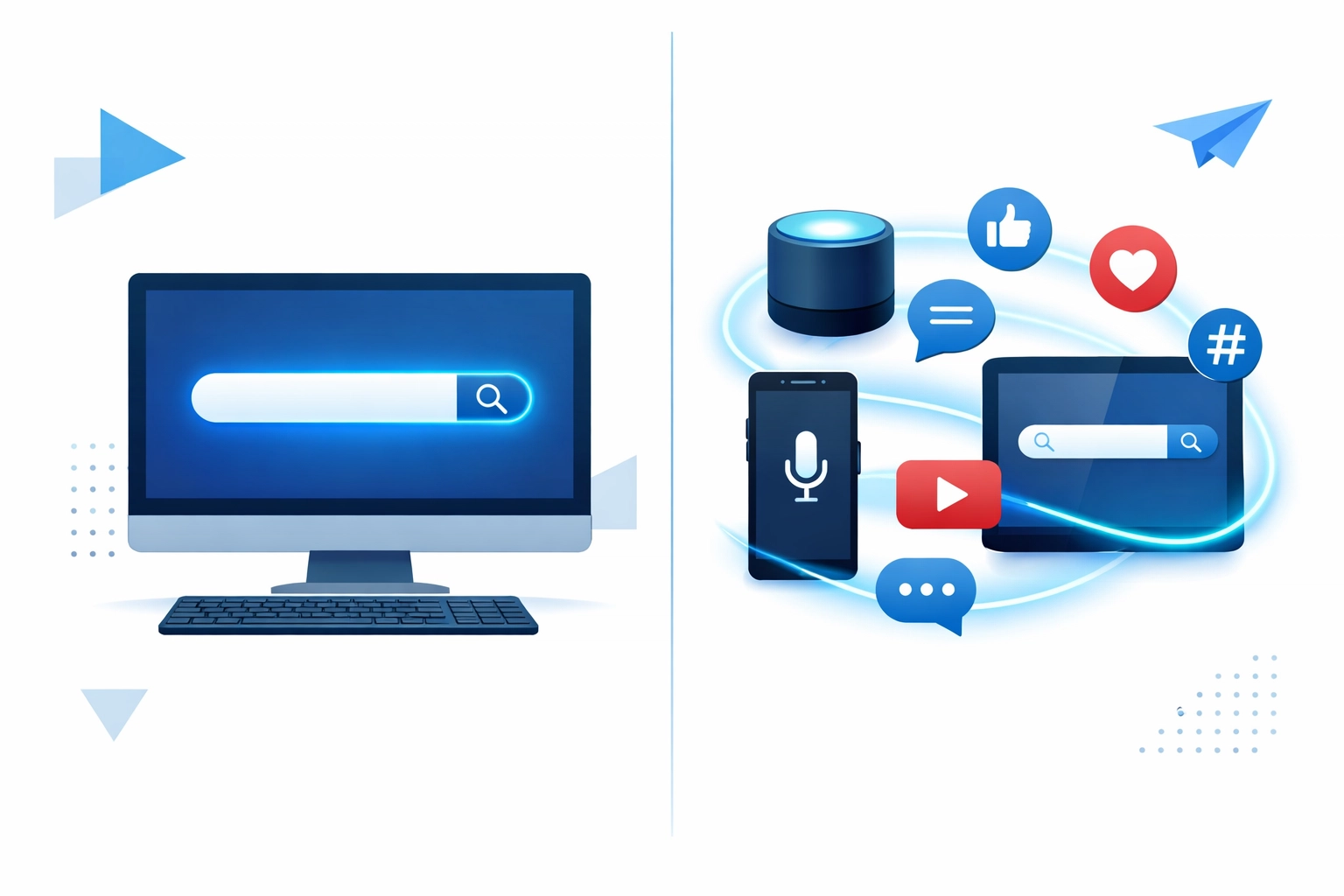 Evolution from traditional search engine to multi-platform search across devices and social media