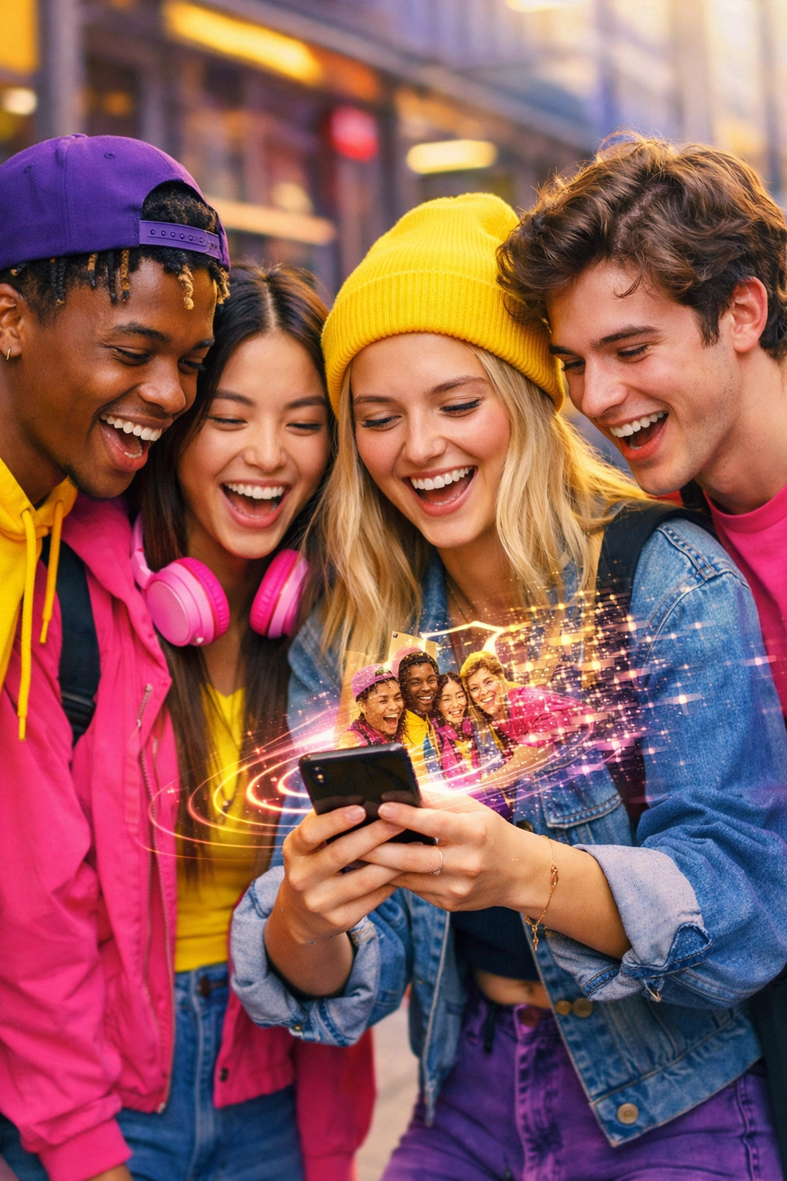 Gen-Z users enjoying spontaneous digital communication and ephemeral content on a mobile device.
