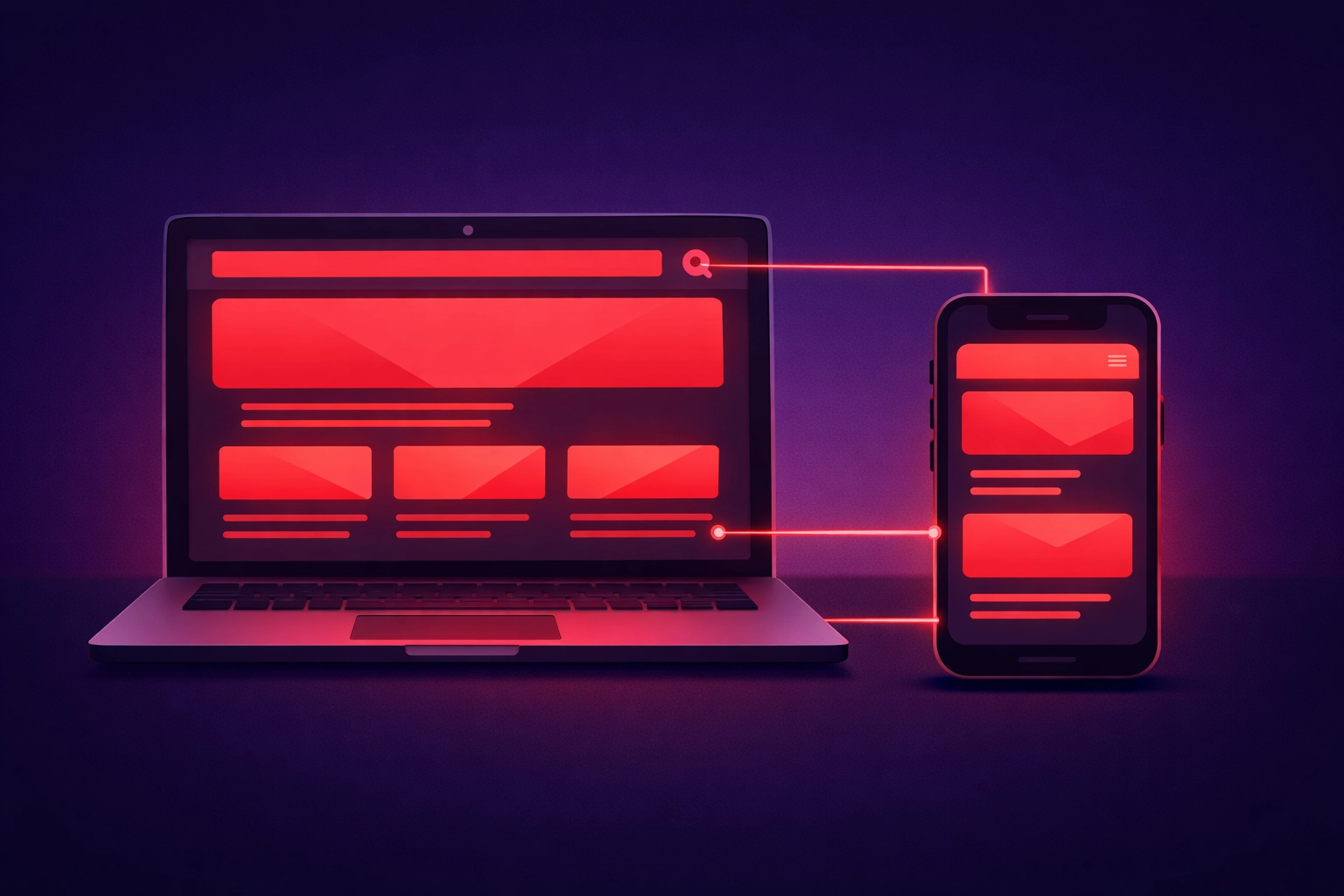 Responsive website design shown on mobile phone and laptop screens