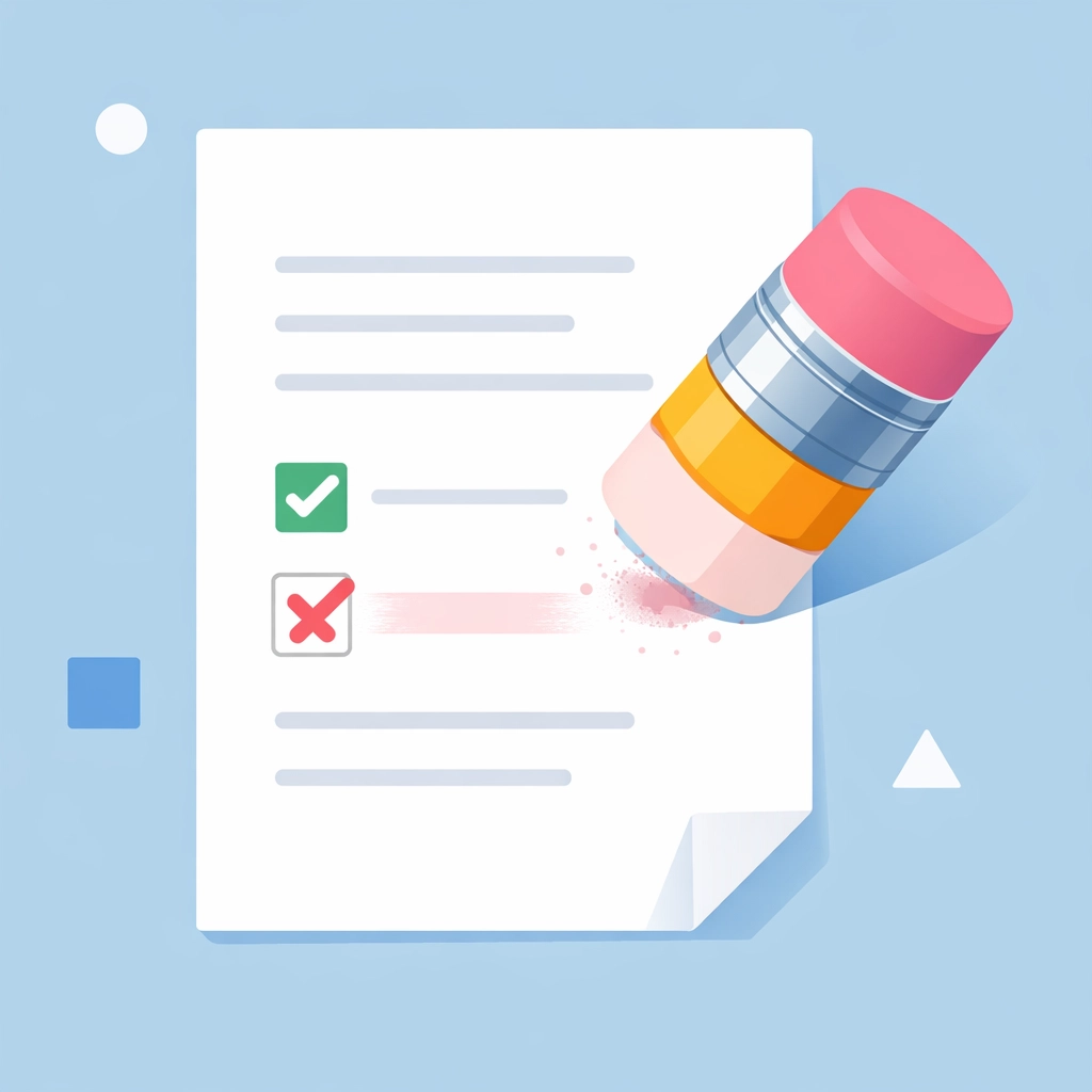 Borrador eliminando marcas negativas de un reporte para limpiar el crédito de forma efectiva.