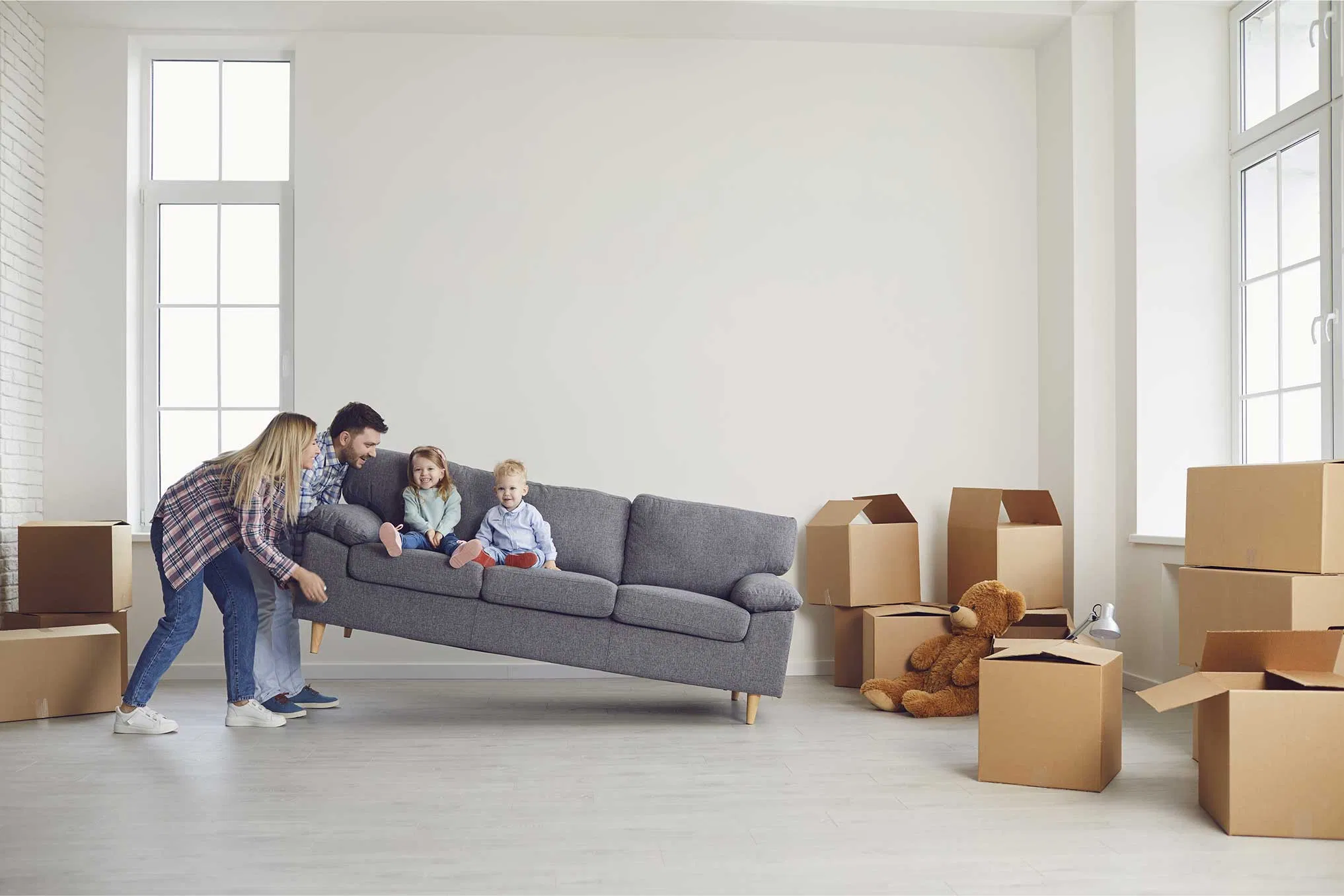 Young family moving into a bright Phoenix rental