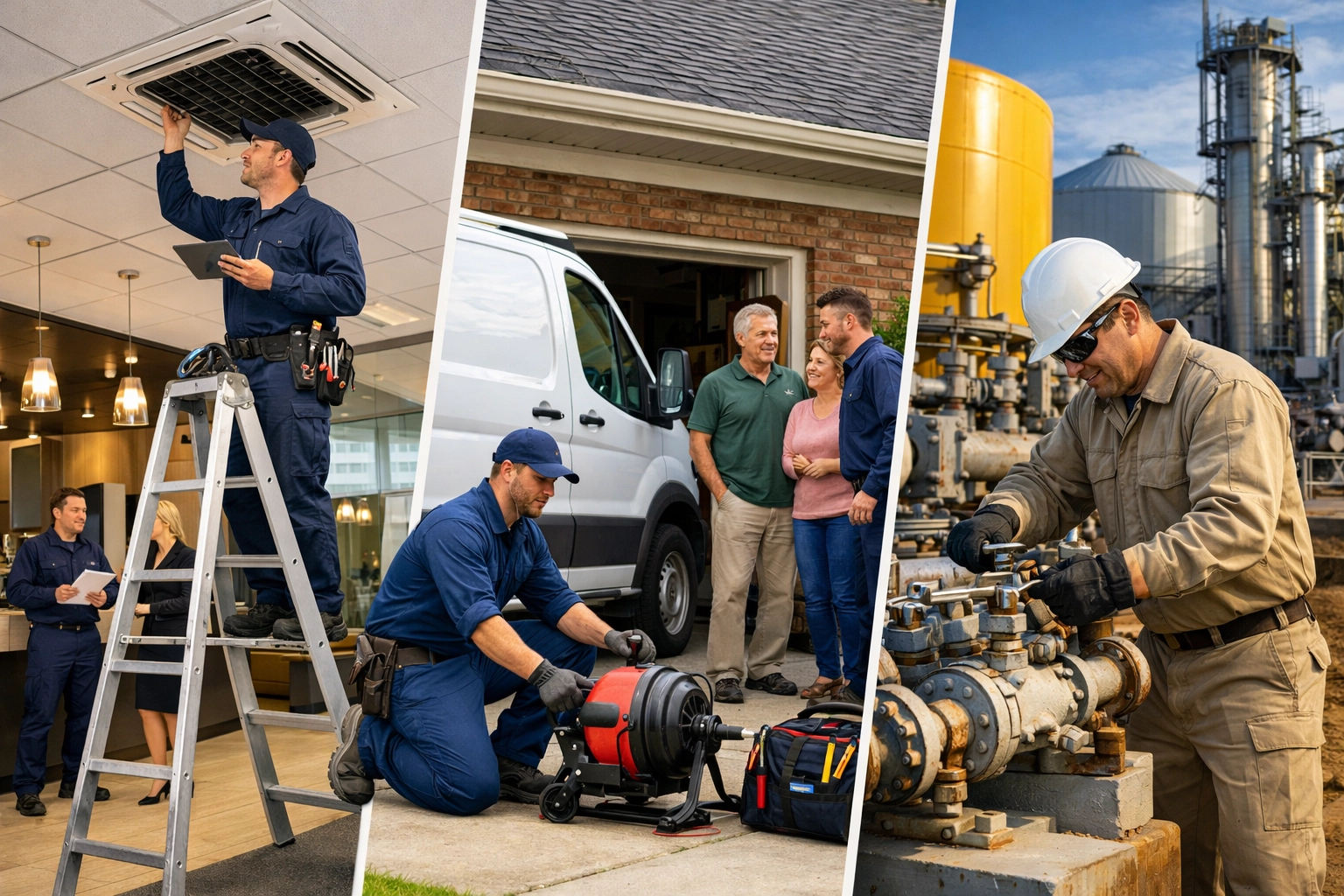 Service professionals working across urban, suburban, and rural locations