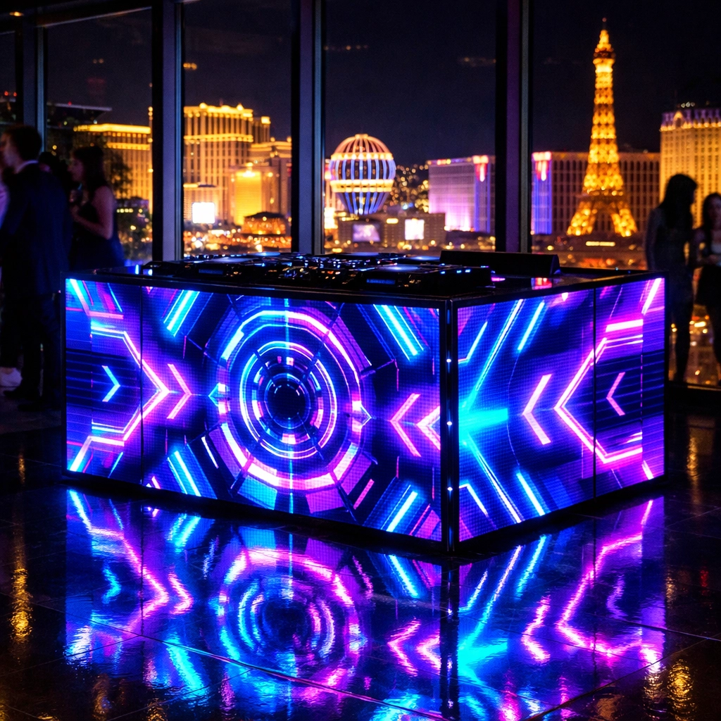 Seamless modular LED display panels at a luxury Las Vegas corporate event