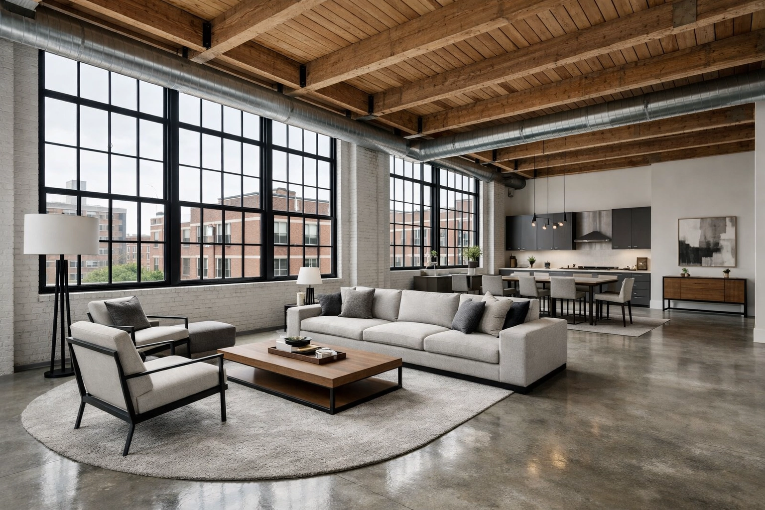 Modern industrial loft conversion in Camp Washington, Cincinnati, highlighting luxury investment potential.