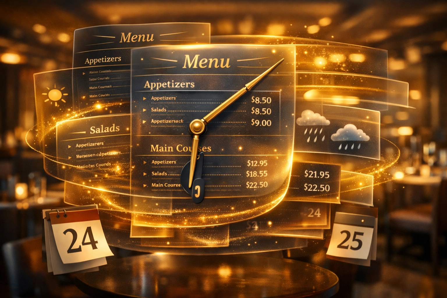 Dynamic restaurant menu pricing visualization showing variable pricing strategy layers