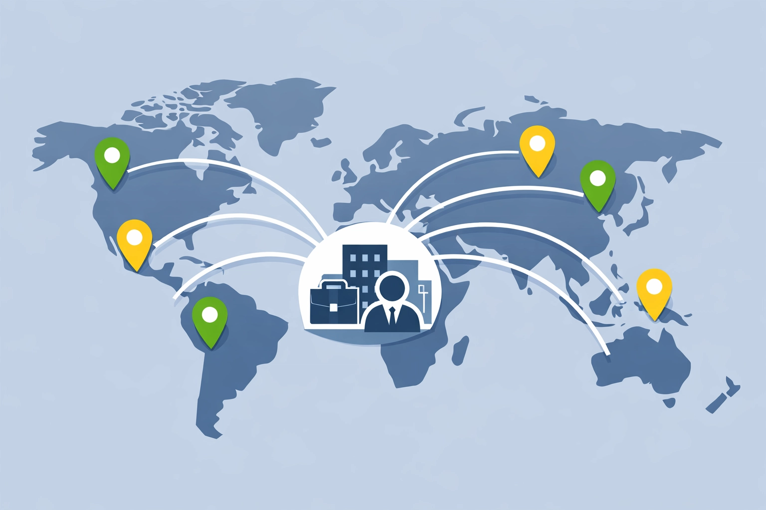 Global map illustration showing remote tax filing connectivity and access to expert tax preparation from anywhere.