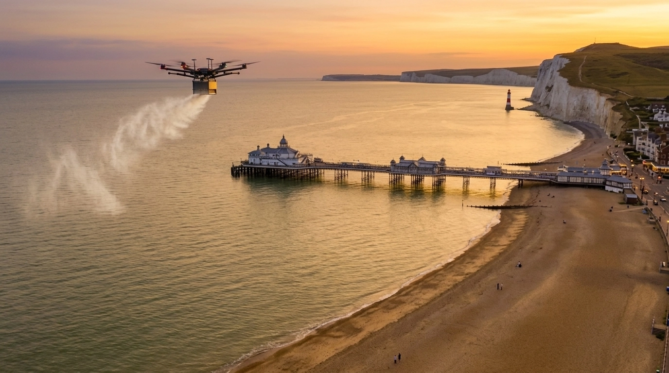 Eastbourne Beach Memorial Drone