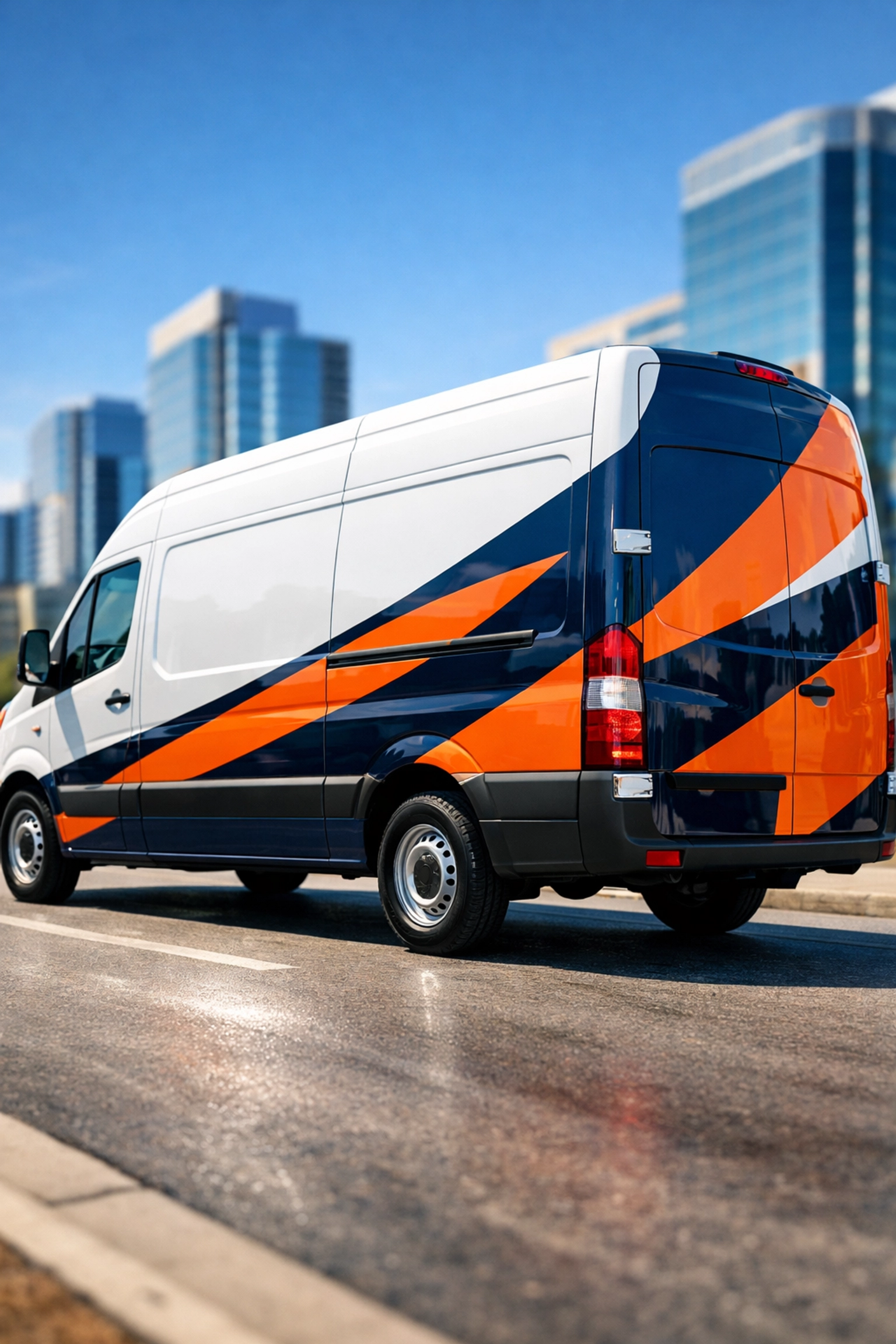Custom partial vinyl wrap on a business cargo van for mobile branding and startup marketing in DFW.