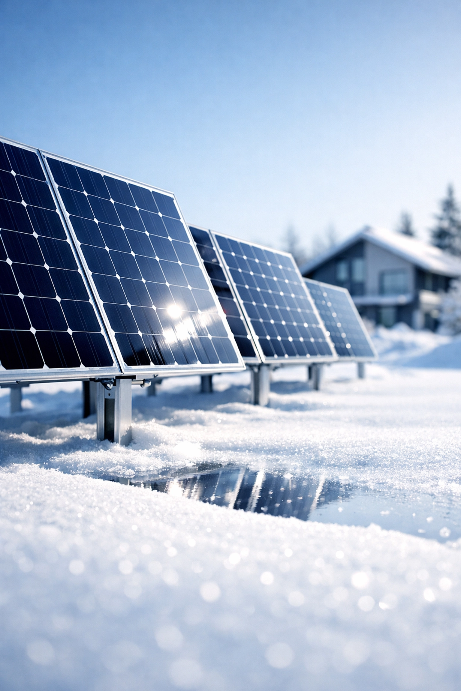 Installation de panneaux solaires bifaciaux au Québec optimisant la production d'énergie en hiver grâce à la neige.