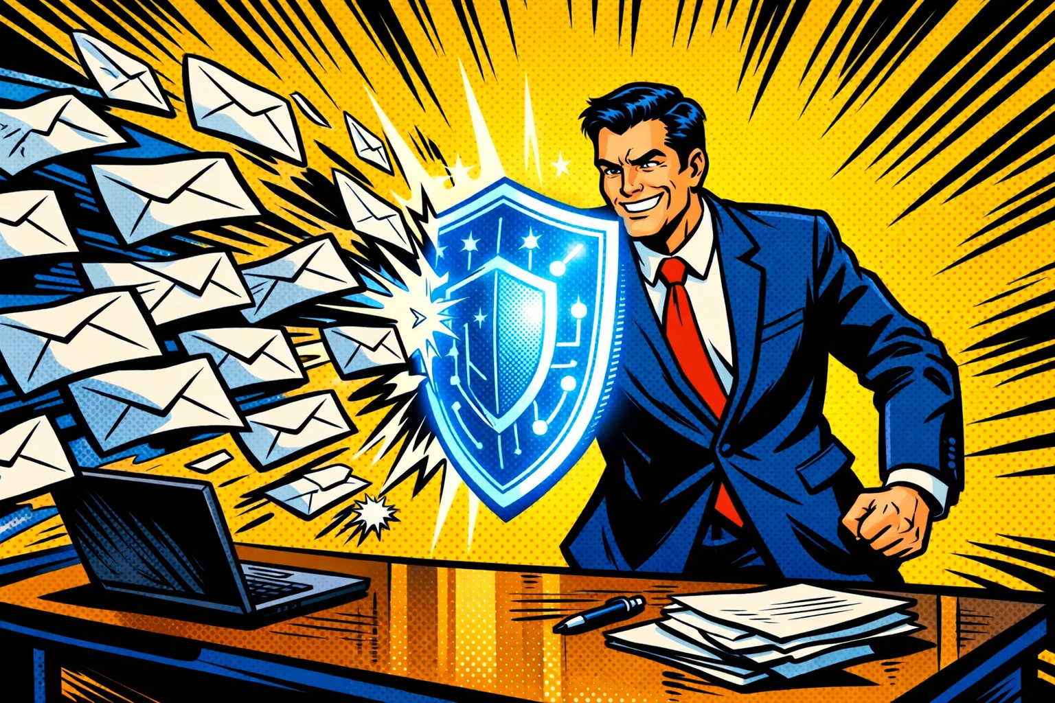 Professional using an AI virtual assistant for business to shield their inbox from a swarm of emails.