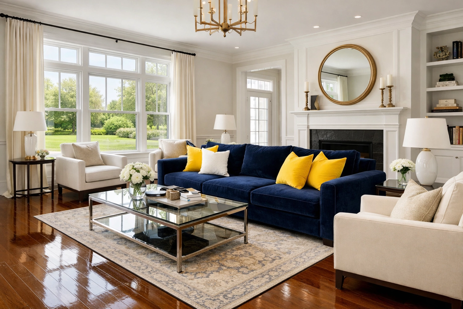 Spotless Holliston living room after a professional bi weekly house cleaning service.