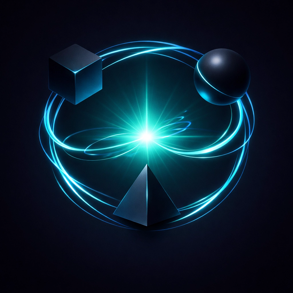 Unified geometric forms representing framework-agnostic software testing across tech stacks.