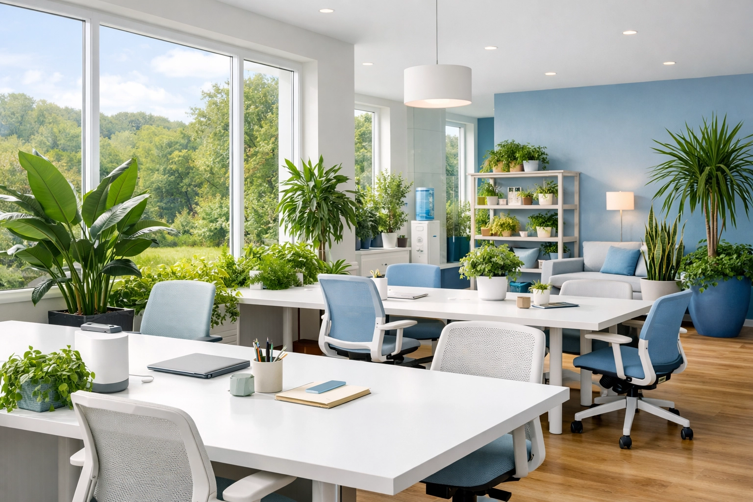 Healthy workplace environment in Concord with eco-friendly office cleaning and natural air quality.
