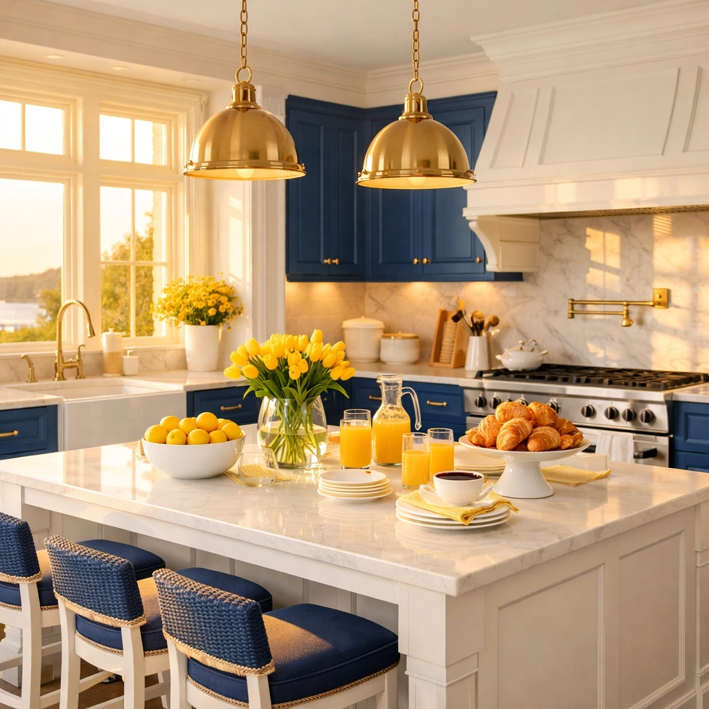 Sunlit luxury kitchen in Massachusetts maintained by professional house cleaning experts.