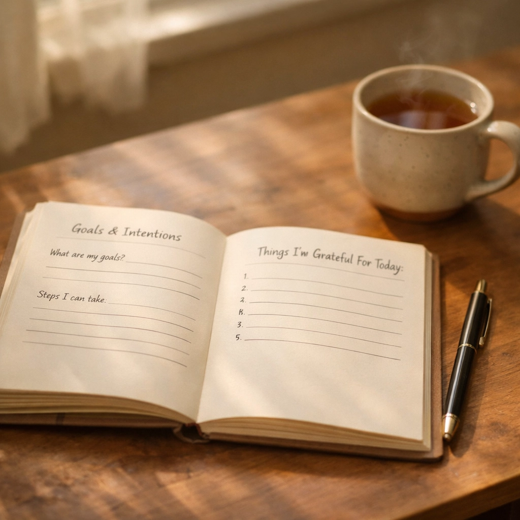 Nyitott napló teával - önterápia és korai magömlés kezelése otthon