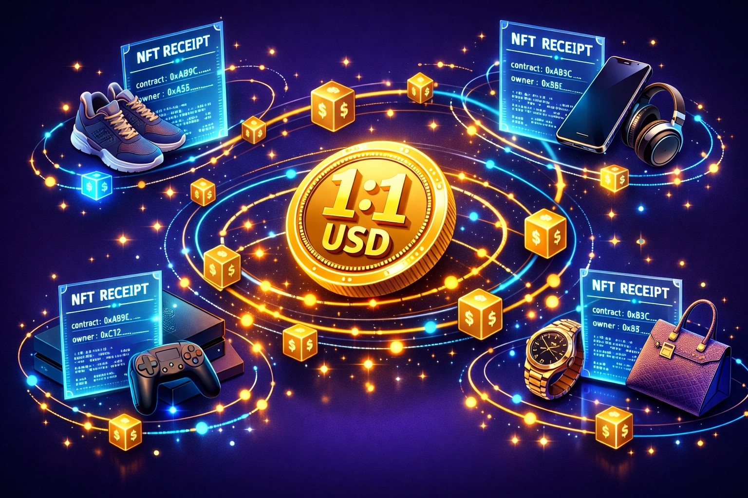 NFT receipt system with LUSD stablecoin for retail products on blockchain