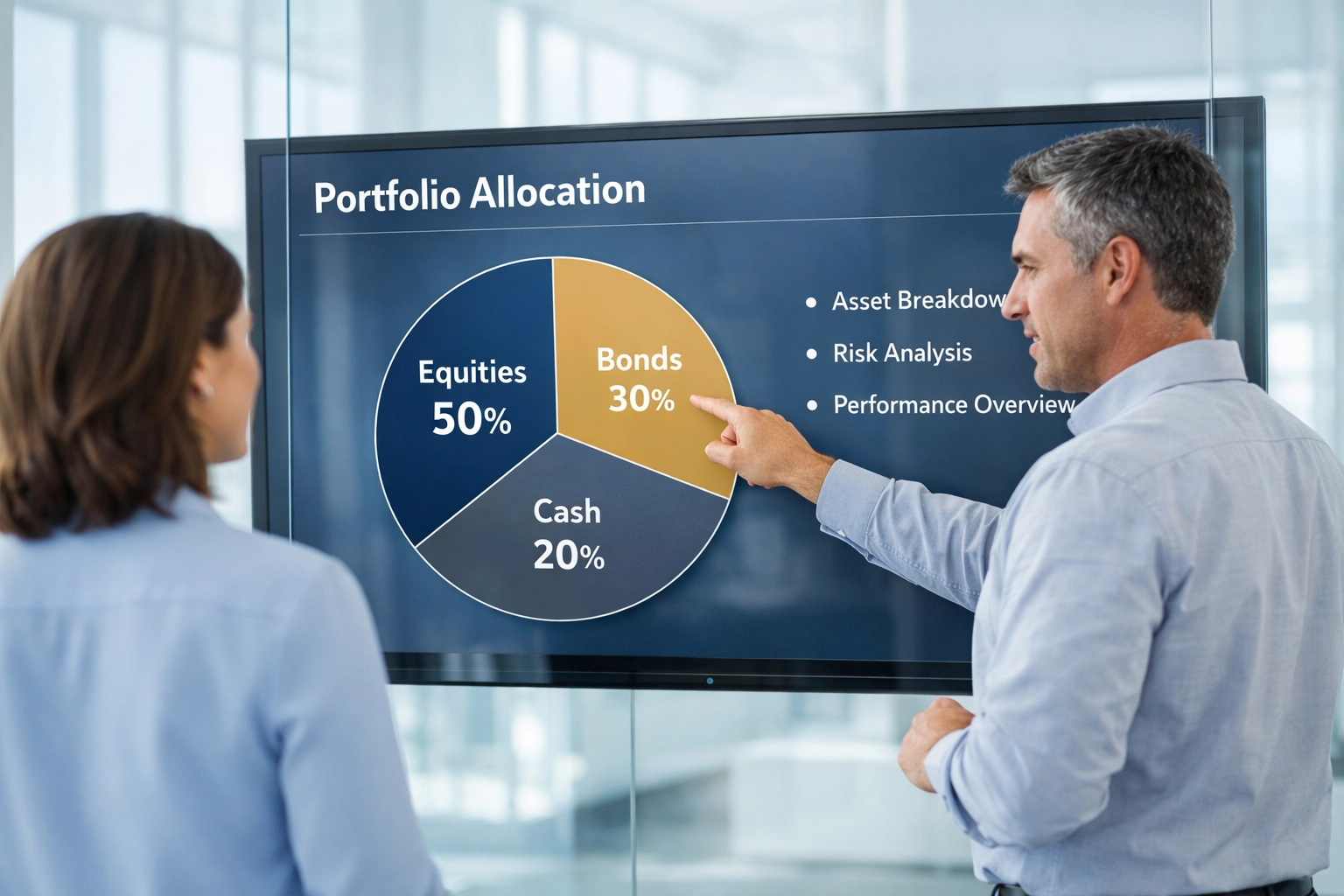 Investment professionals reviewing portfolio allocation strategies for private equity investments