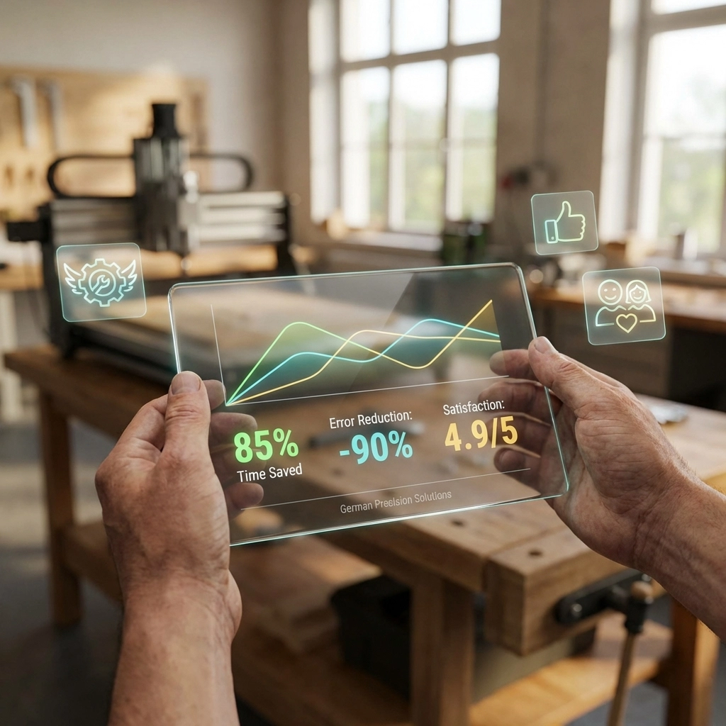 Digitale Erfolgsauswertung der KI-Weiterbildung mit Fokus auf Zeitersparnis und Fehlerreduktion in kleinem Betrieb