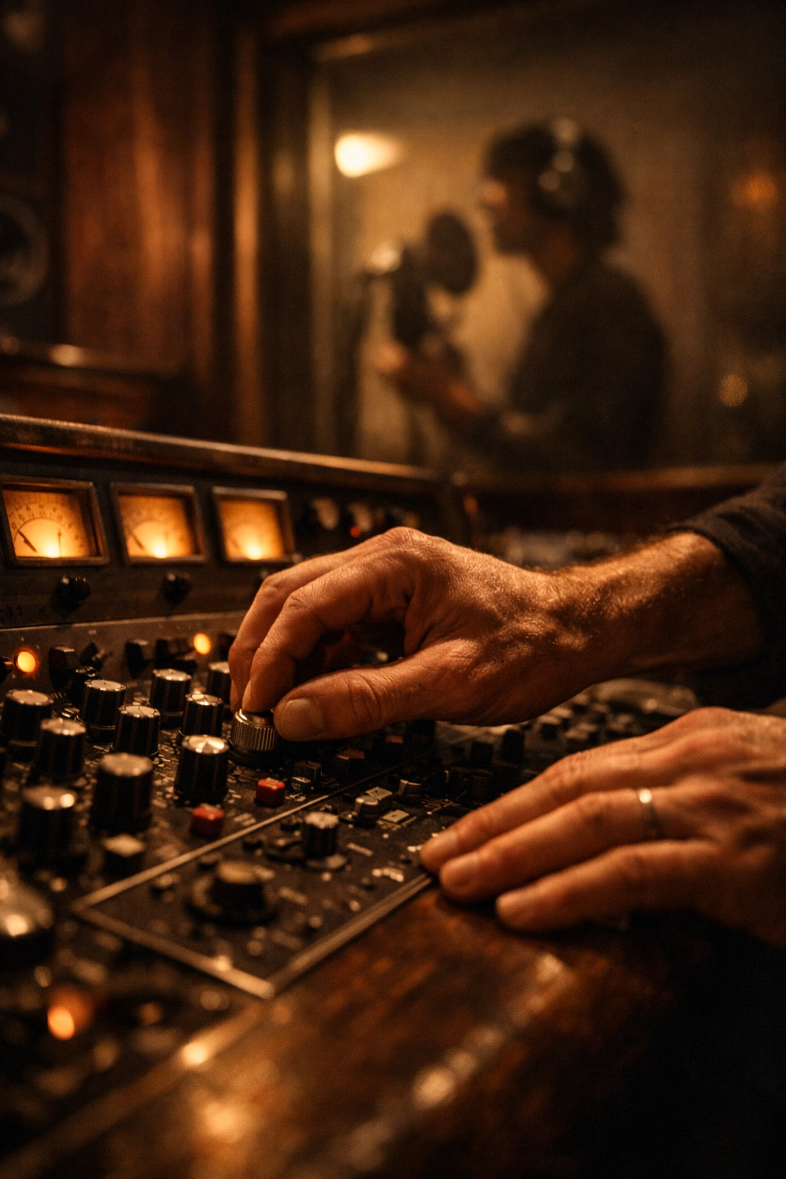 Musician in a recording studio creating authentic content for high-impact brand advocacy campaigns.