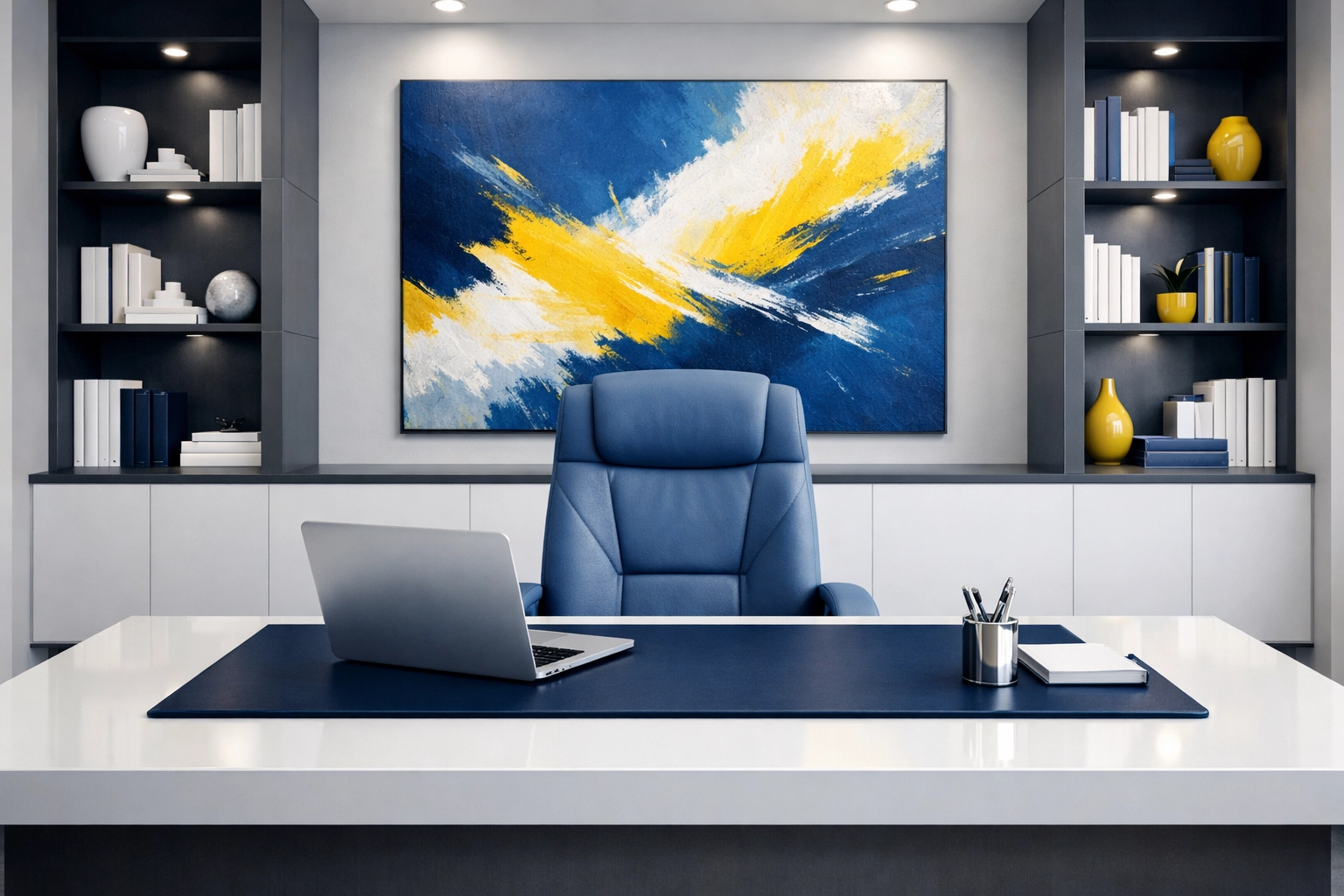 An organized home office highlighting the focus and productivity gains from professional office cleaning services.