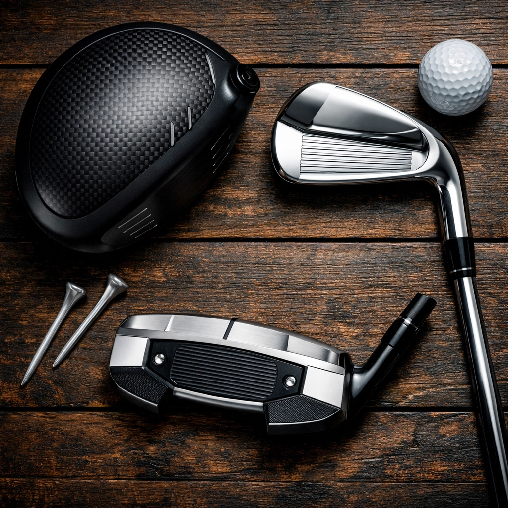 Premium golf club heads including a driver and irons for reselling inventory on eBay.