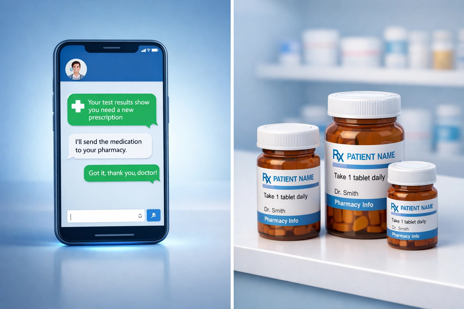 Online flu prescription sent to pharmacy through telehealth chat platform
